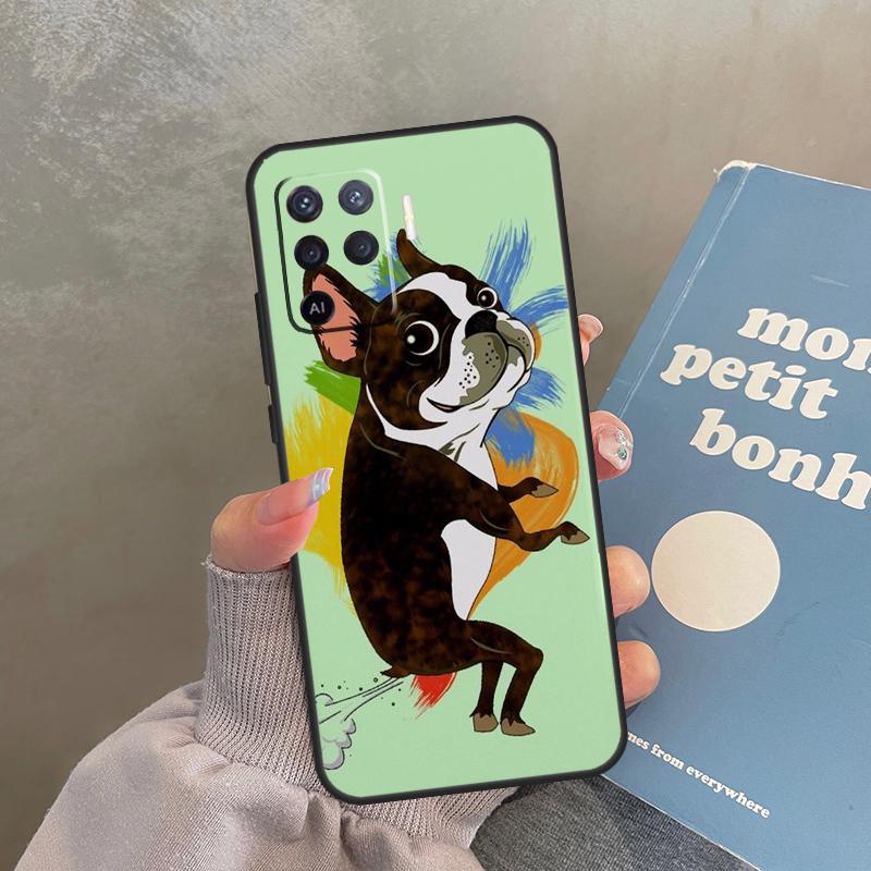 

Funny Boston Terrier Dog Case For Oppo A60 A40 A80 A18 A38 A58 A78 A98 A16 A76 A96 A15 A17 A77 A74 A94 A54 A57S Cover OPPO A74 4G