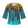 Women's Shirt Blouse Casual Loose Shirts 3/4 Sleeve Print V Neck Tops Print Tops T-shirts Tee