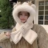 Women's Winter Plush Fox Hat & Scarf Combo - Warm, Trendy, and Versatile Hooded Design
