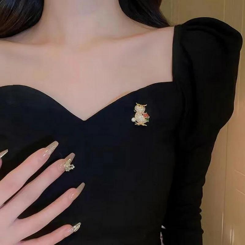 Lovely Rhinestone Pearl Owl Birds Brooches Pins for Women Men Branch Plant Animal Jewelry Party Wedding Office Gifts Badge Gift