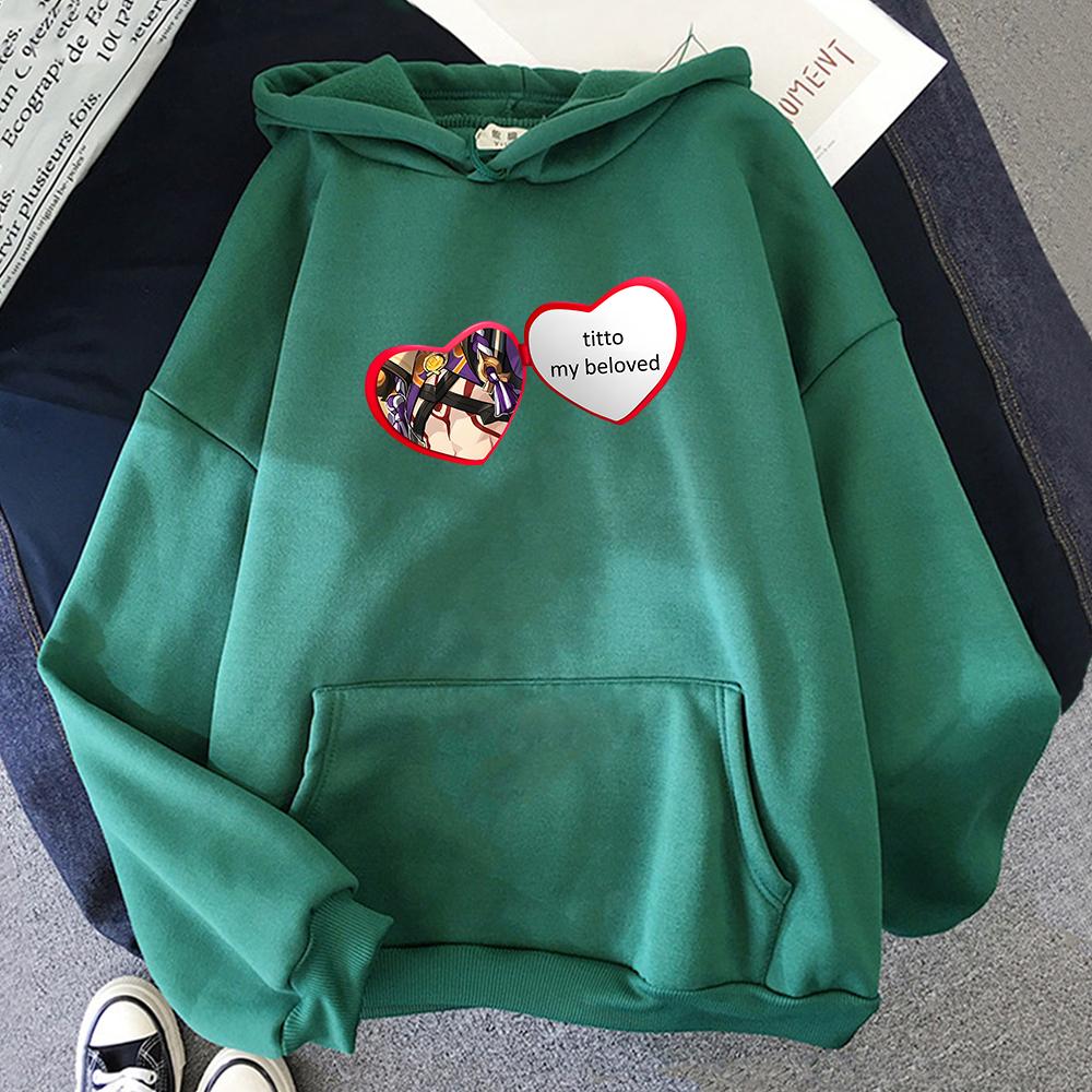 Genshin Impact Hoodies Arataki Itto Heart Print Hoody Ropa Para Dama Crewneck Sweatshirt Spring Warm Fleece Sportswear