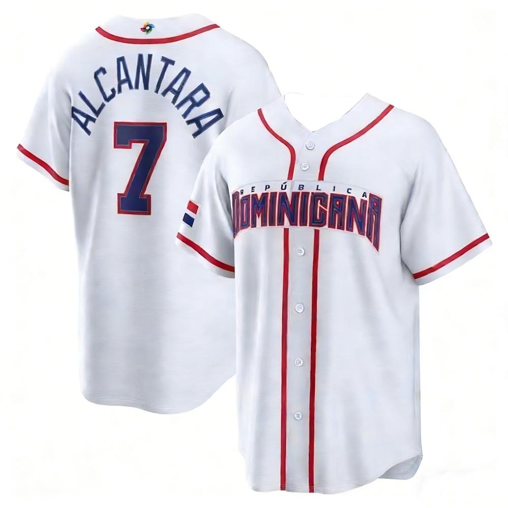 Maglia da Baseball della Nazionale Dominicana Traspirante Asciugatura Rapida Stampa Digitale Trendy Stile Streetwear Maglia Casual per i Tifosi