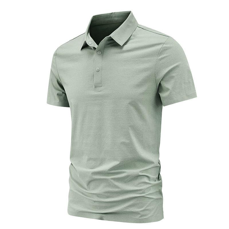 Short Sleeved T-shirt for Men with Three Button Ice Silk Lapel, Breathable and Cool
