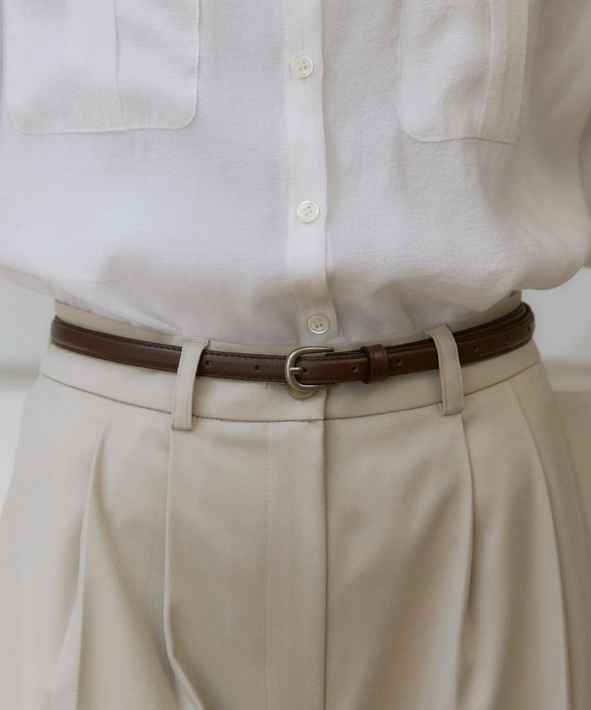 OURHOPE Slim Classic Leather Belt - Brown
