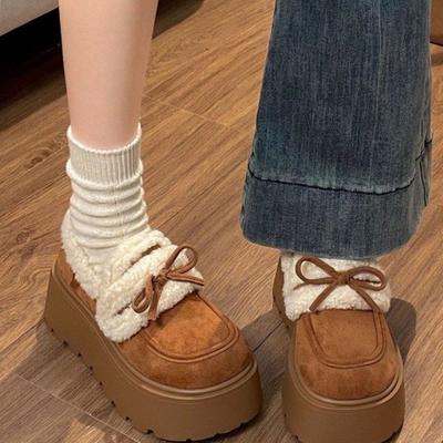 New Retro Women's Shoes with Thick-soled Fleece Soles, One-foot Cotton Shoes