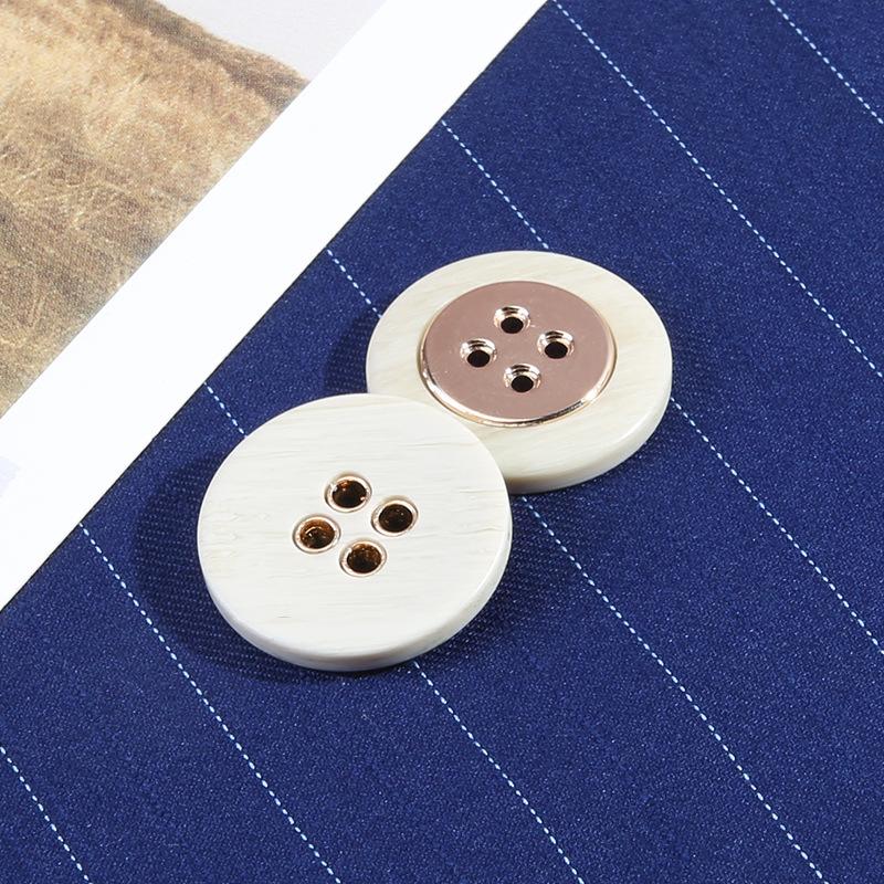 Round Black Button High-End Women'S Clothes Blazer Coat Button Accessories Versatile Sweater Four-Eye Button Men