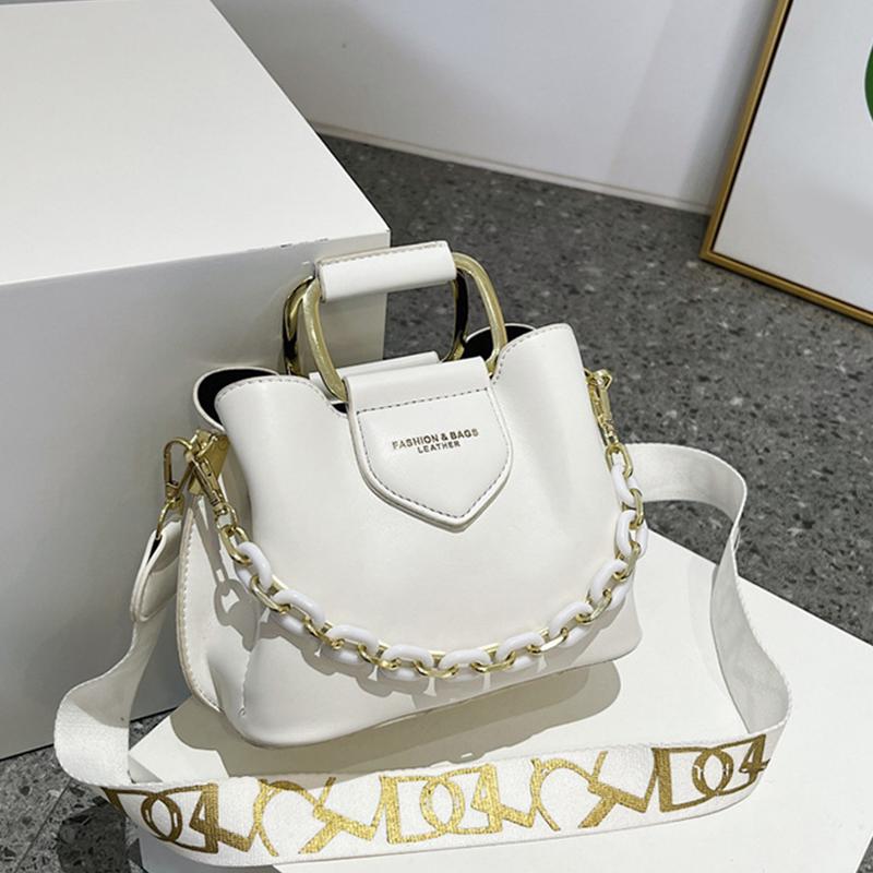 

Модная сумка-ведро через плечо, трендовая сумка через плечо из искусственной кожи, женская повседневная сумка и кошелек-тоут 23x10x16cm белый