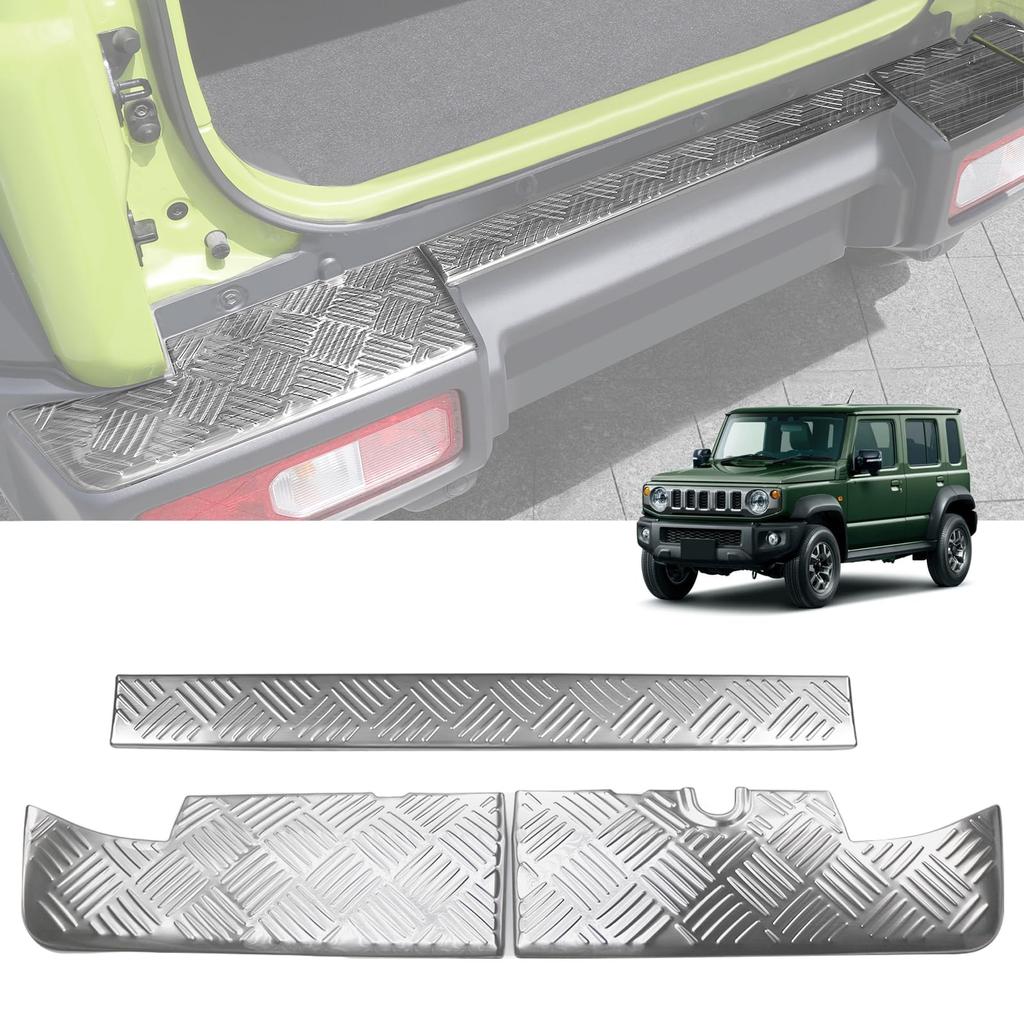 Hasiro Rear Bumper Protector for the New Jimny Nomad Step Scuff Plate for the Jimny Sierra Stain and Scratch Trunk Rear Custom Easy Silver JC74W,