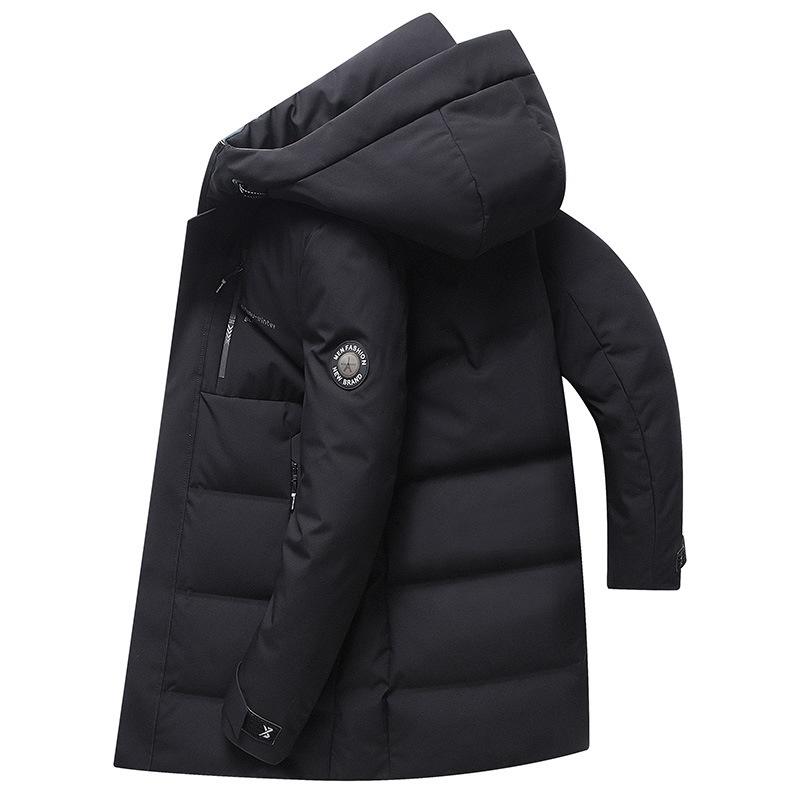 Hooded down jacket men's winter 2025 new men's mid-length middle-aged thickened warm dad outfit loose jacket