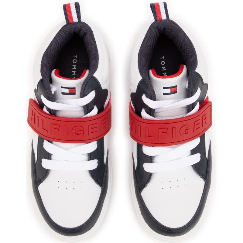 Tommy Hilfiger Retro Color Block Velcro Casual Basketball Low Top Sneakers Kids sneakers Blue White TH100846