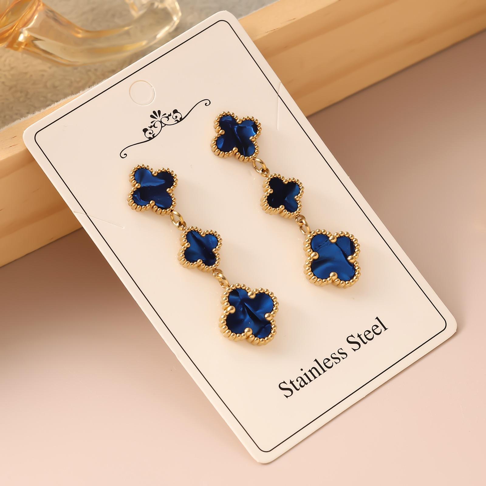 

Высококачественные позолоченные серьги-клеверы из нержавеющей стали, двухсторонние серьги из перламутра