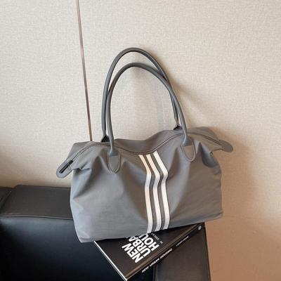 2025 Women's Sporty Korean Striped Minimalist Tote Bag - Large Capacity, Versatile for Travel & Casual Use