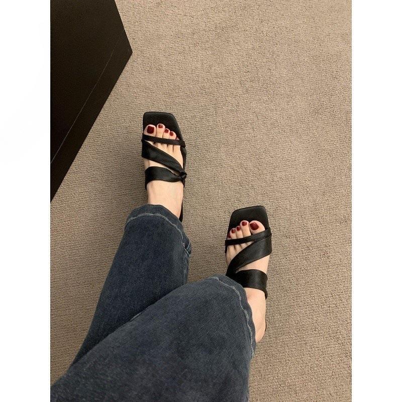 Wedge Sandals Niche Design Sense Word with High Heels Women's Summer New Silver Cool Slippers New Roman Shoes Women's Shoes