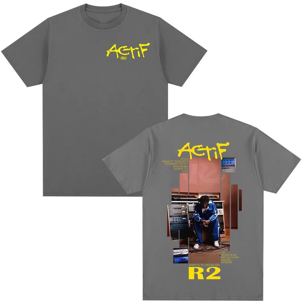 Raper R2 Actif Album 2026 Koszulki Męskie Damskie Ubrania Codzienne Bawełniany Luźny T-shirt Moda Harajuku Krótki Rękaw Góra