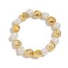 Design Sense, Fashion Trend, Metal Smooth Water Drop Hug Bracelet, Irregular Imitation Pearl Jewelry