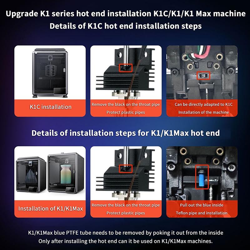 New Creality 2025 Version K1 Series Ceramic Heating Block Kit Terminal With Buckle Compatible With K1/K1 Max/K1C 3D Printer