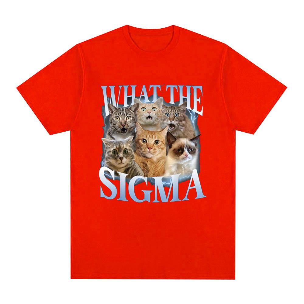 What The Sigma Funny Meme Cat Lovers Graphic T-Shirts Mens Women Cotton Oversized Short Sleeve T Shirts Fashion Comfort T Shirt