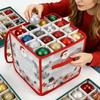 Ornament Boxes for Storage Zippered Organizer Bins with Dividers Christmas Ornament Box with Lid and Handle for 64 Balls Holiday