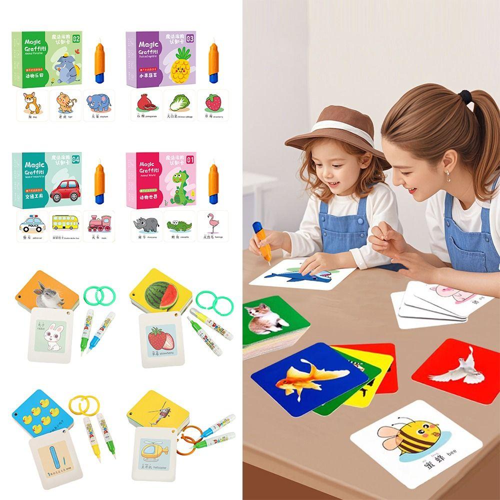 Various Theme Magic Water Drawing Cards Cartoon Pattern Reusable Coloring Card  0-6 Year Old