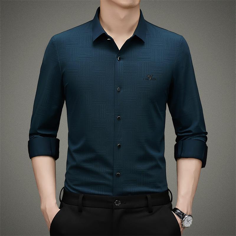 Shirt Men's Long-sleeved Spring and Autumn New Style Young and Middle-aged Men's Casual Seamless Thin Loose Shirt Dad's Fashion Trend