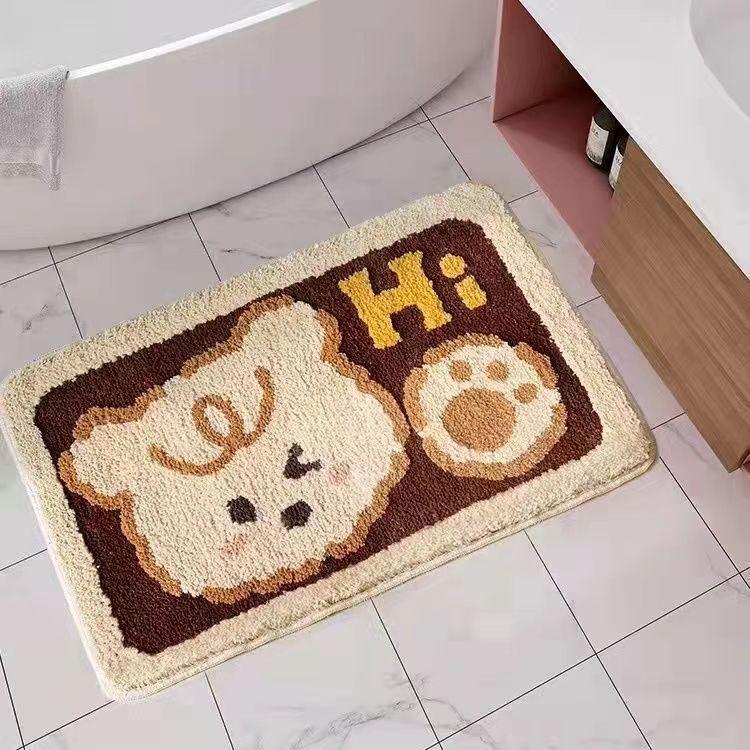 Thickened Cartoon Cashmere Foot Mat Bathroom Floor Mat Toilet Absorbent Non-slip Mat Washroom Wear and Dirty Floor Mat