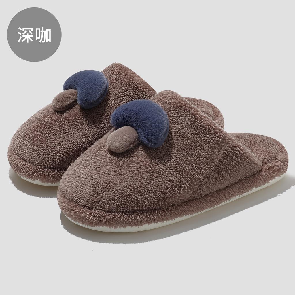 Cute mushroom cotton slippers winter indoor home household plush warm winter fluffy slippers winter