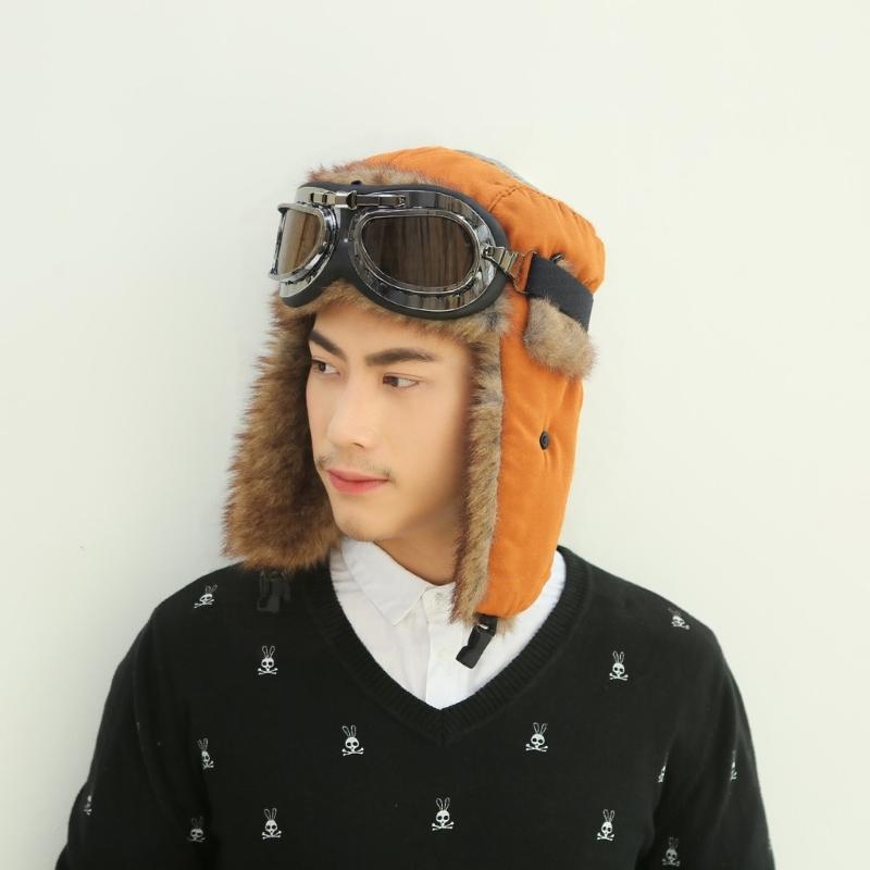 Thermal Winter Hat With Detachable Goggles For Skiing Riding And Outdoor Activity Vintage Style Ear Protection Cold Weather