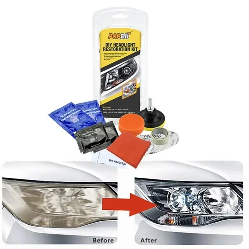 Car Headlight Restoration Kit - Fix Yellowing & Scratches, Polisher & Brightener