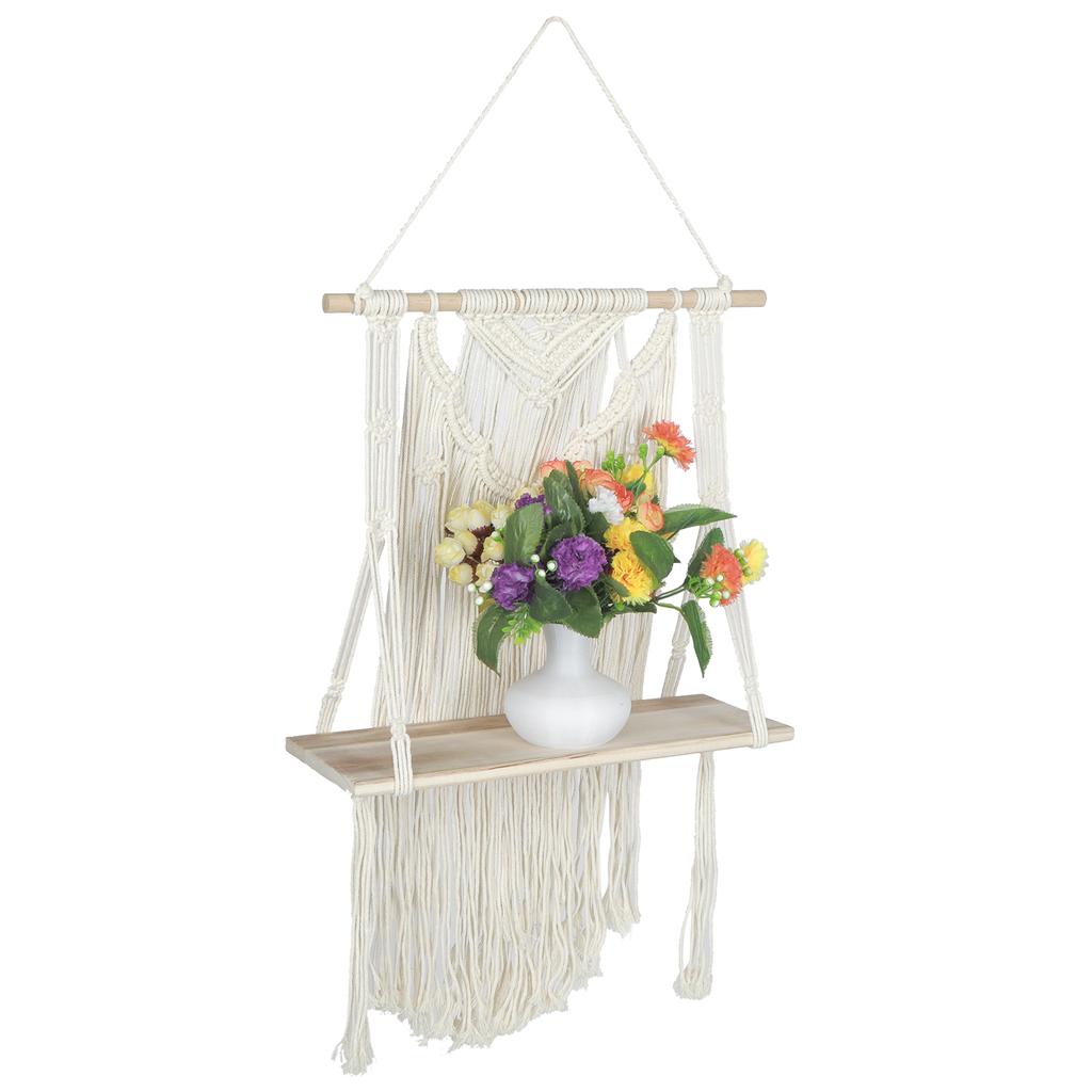 Handgestrickter Wandbehang Regal Organizer Seil Pflanzenampel für Heimdekoration(40x70cm )