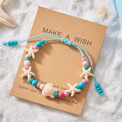 Simple Handmade Braided Shell Bracelets for Women Bohemian Starfish Turtle Adjustable Bracelets Friendship Beach Holiday Jewelry
