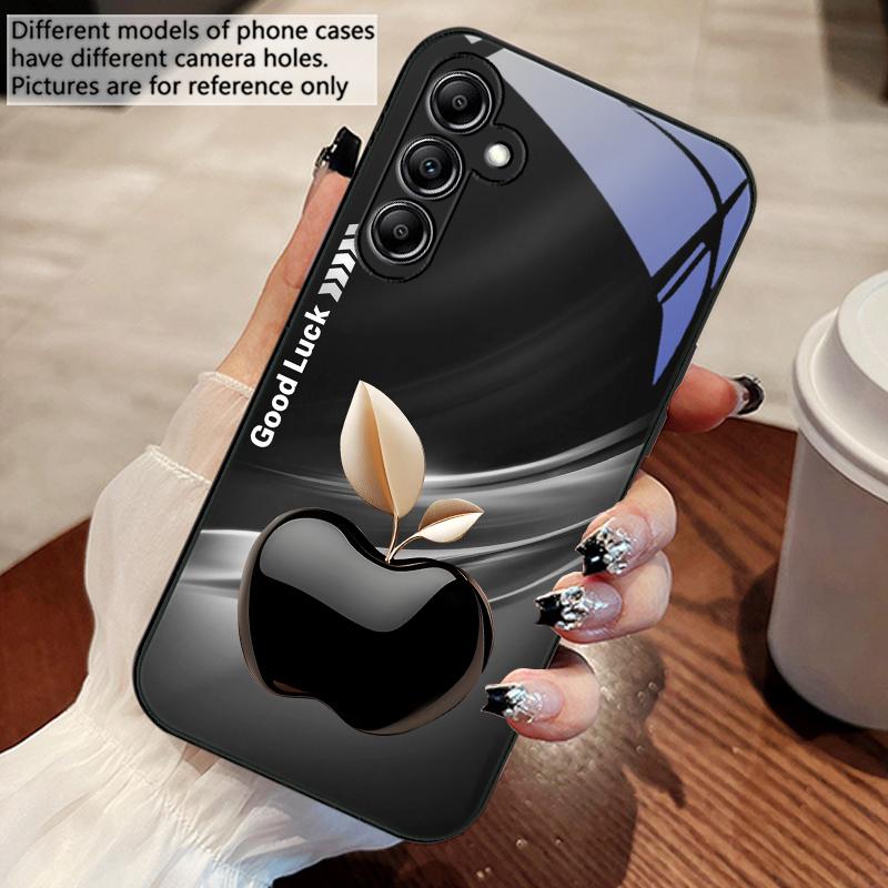 Einfache Schwarze Glücklicher Apfel Für Samsung A 73 72 71 70 56 55 54 53 52 51 50 42 35 34 33 32 31 26 25 24 23 22 30 20 Glas Handyhülle