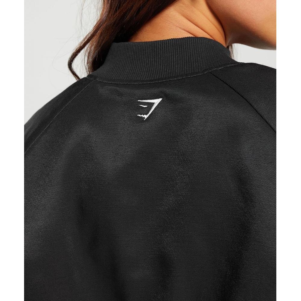 Gymshark Cropped Bomber Jacket Black B7a3e Bb2j