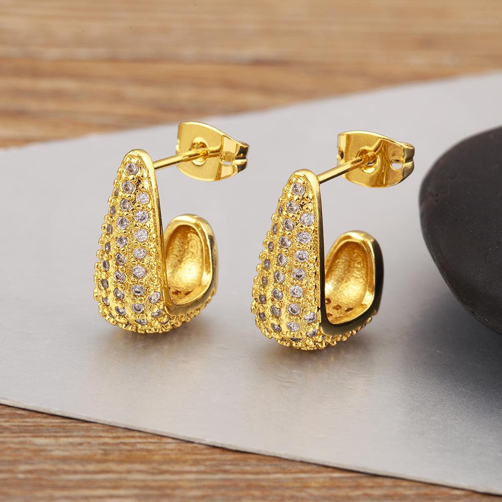 

Nidin High Quality Waterdrop Shape Irregular Geometric Stud Earrings For Women Pave Shiny Crystal Zircon Upscale Jewelry Gifts золотой