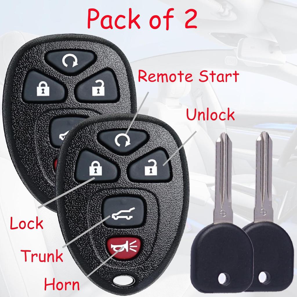 Key Fob Keyless Entry Transponder Ignition Key Fits For 2007-2014 Chevy Traverse Tahoe Suburban / GMC Acadia Yukon / Buick Enclave / Saturn Outlook