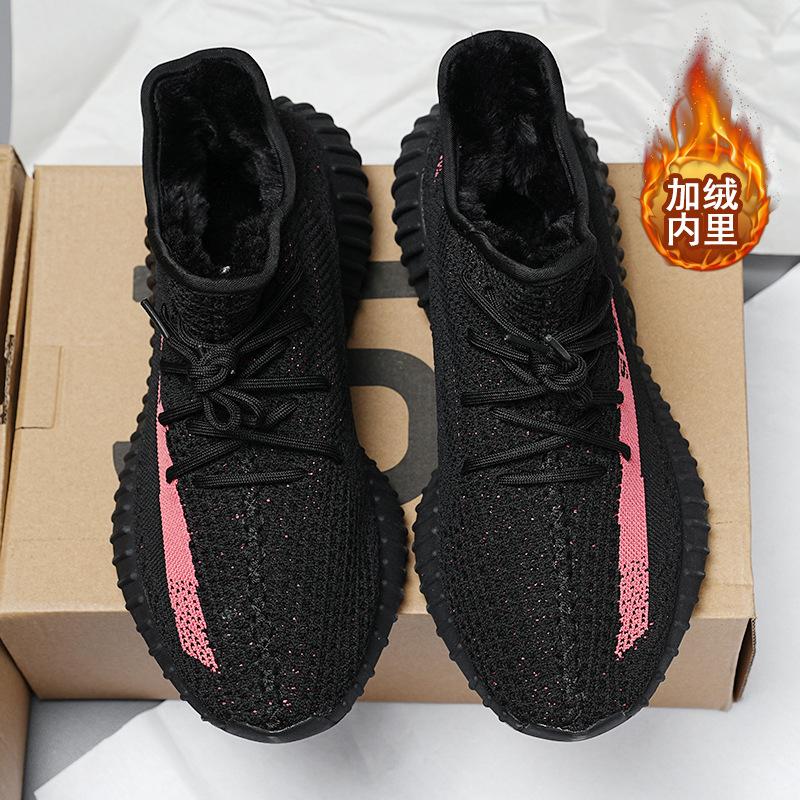 Fleece Thickened Winter Coconut All Black Casual Warm Running Shoes Sports Real Soft-soled Sneakers