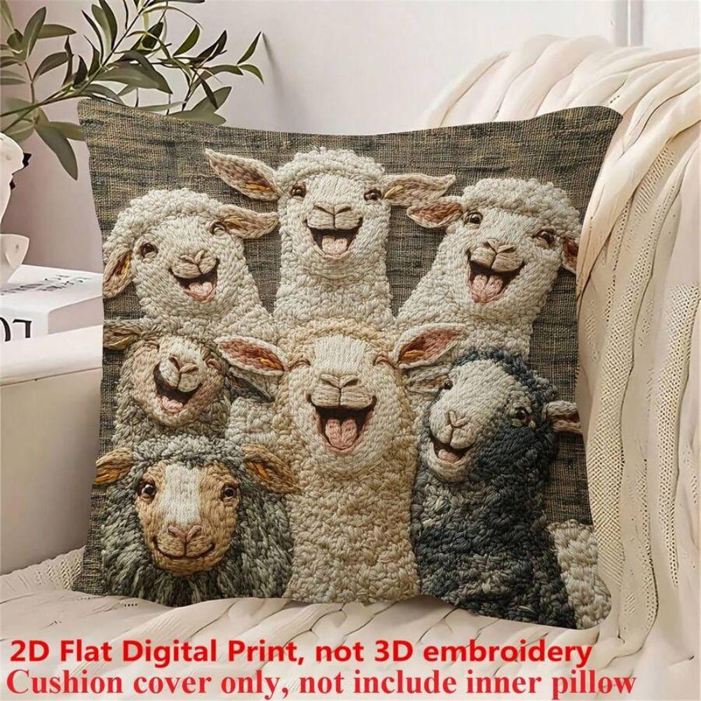 VIKAMA Kunstborduurwerk Dierenprint Kussenhoes Woonkamer Bank Kussenhoes Slaapkamer Hoofdeinde Kussensloop Home Decor 45x45cm