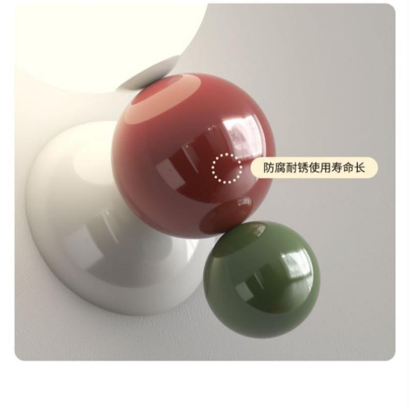 Lovely LED Wall Light Red Green White Metal Children's Room Wall Lamps Parlor Office Aisle Stairs Wall Sconce White Acrylic Ball