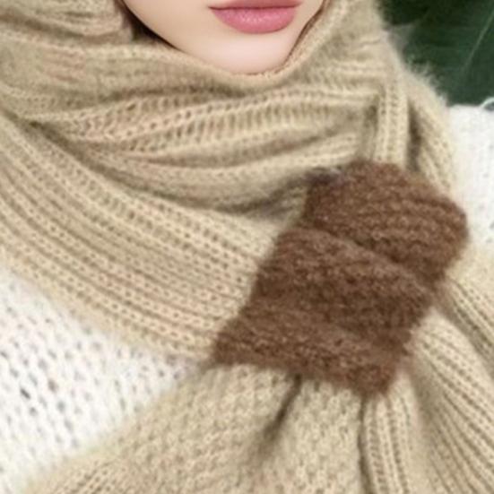 Winter Knit Hat Scarf Set Large Head Circumference Elastic Warm