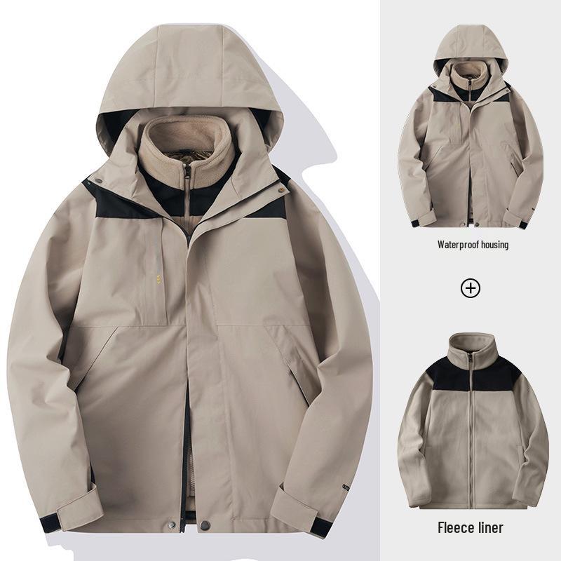 

2024 Versatile Windproof Waterproof Detachable 3-in-1 Jacket for Autumn/Winter Mountaineering and Outdoor Outings L серый/чёрный