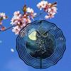 Enchanting Owl on Branch 3D Metal Wind Spinner for Garden Patio Decor Rotating Outdoor Art with 360 Hook Durable Reflective Thanksgiving