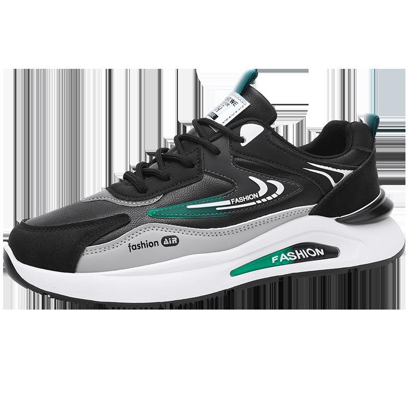 Shoes men's autumn new leather waterproof sports shoes trendy versatile casual dad shoes soft sole non-slip running shoes