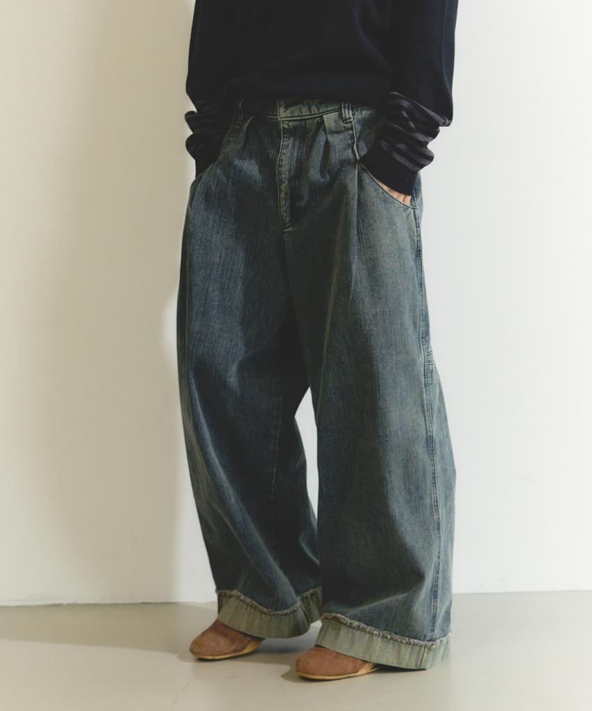 Iseuteuseobiseusyab Double Roll-Up Denim Pants - Light Indigo