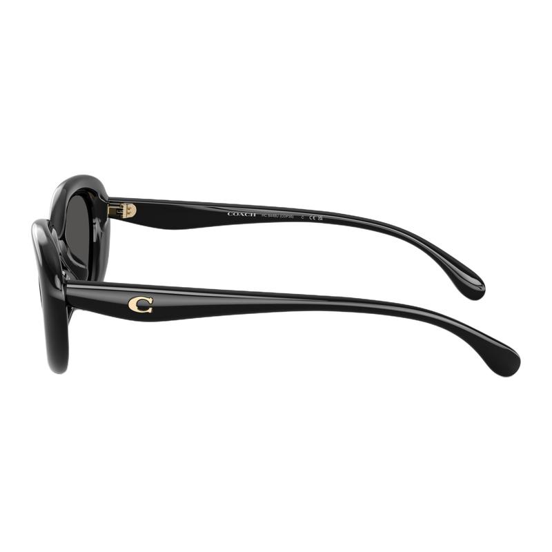 COACH Temple logo design acetate oval sunglasses unisex couple style black