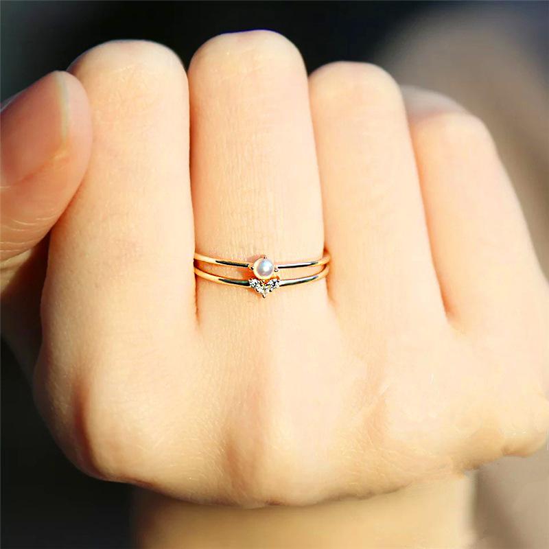 Rings For Women Little Heart Shaped Gold Color Wedding Engagement Dainty Ring Jewellry Zircon Romantic Fashion