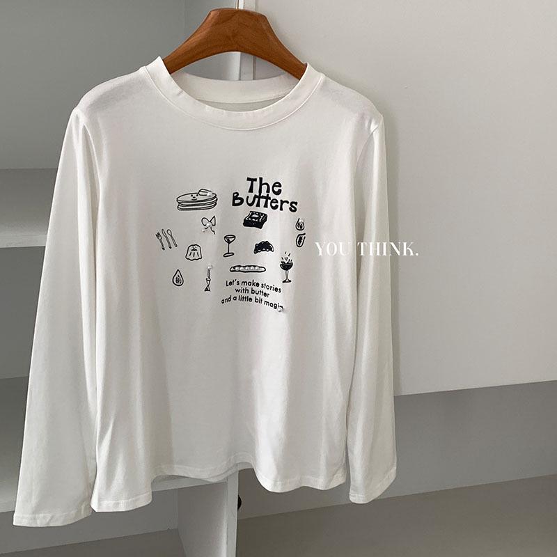 

Thirteen Rows Winter Casual Straight Korean Style Printed T-shirt One Size белый