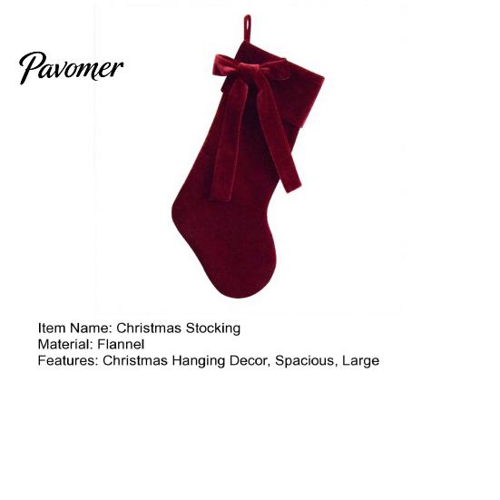 Xmas Party Supplies 19 Inch Velvet Christmas Stocking with Bow, Soft Large Fireplace Hanging Stockings for Gifts Sock Plush Cuff Mantel, Holiday Tree