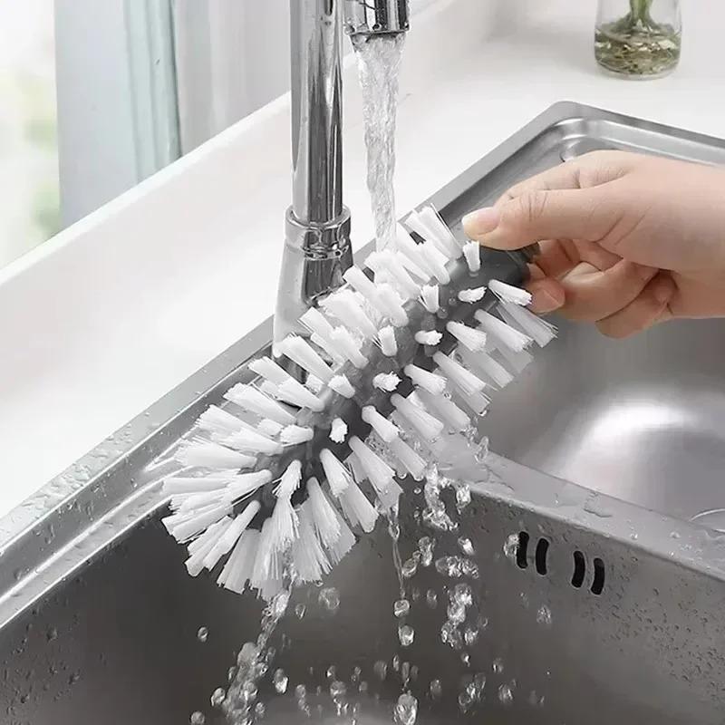 Kitchen Rotating Water Cup Insulated Cup Brush Detachable Portable Cups Brush Suction Cups Wall Mounted Glass Cleaning Brushs