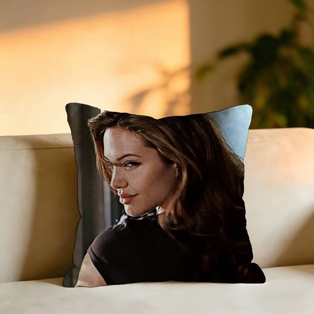 Popular Actress AAngelina Jolie Pillow Case Square DoubleSided Sofa Cushion Cover Bedroom Bedside Pillow
