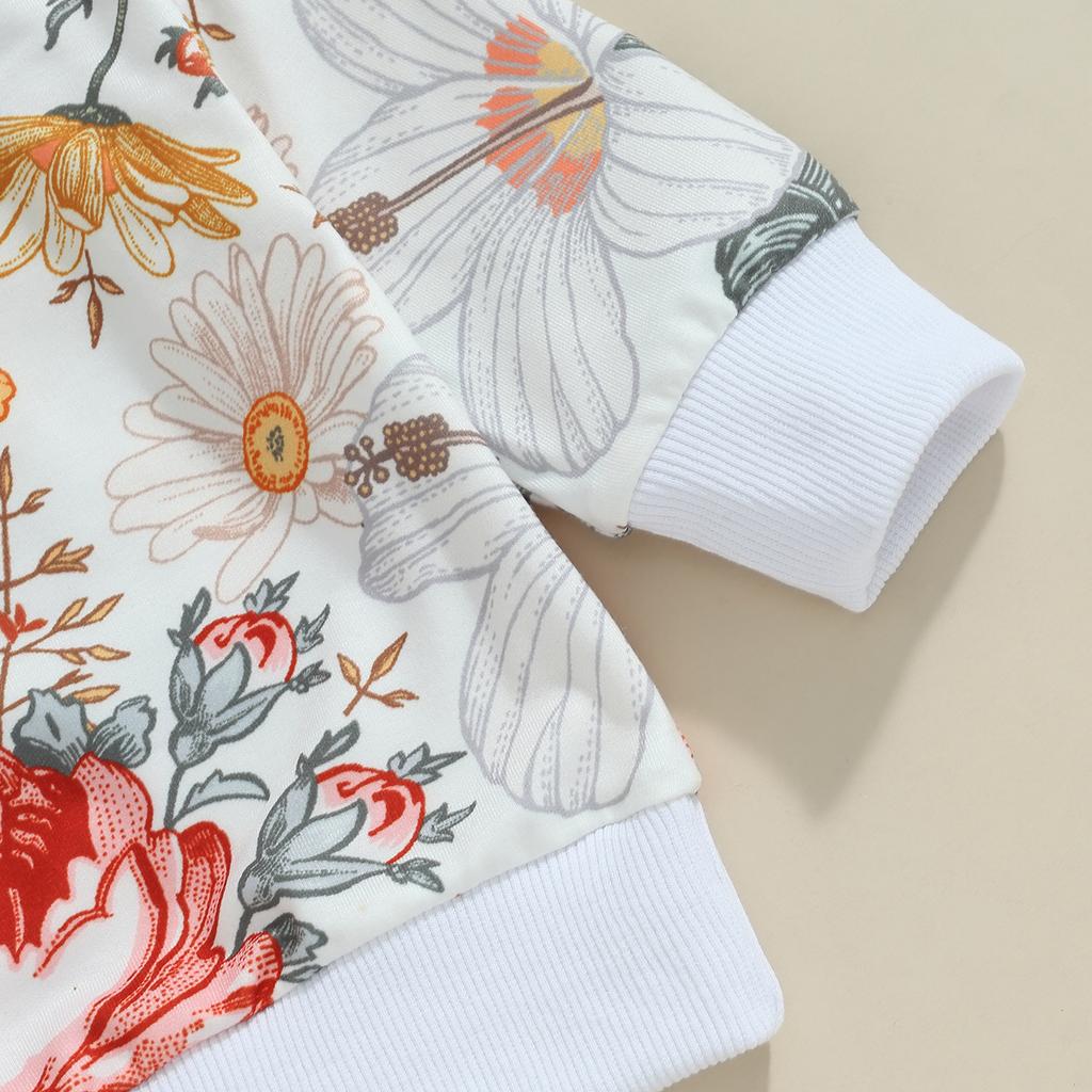 Toddler Girls Fall Outfits Floral Print Long Sleeve Sweatshirt and Elastic Sweatpants Set Baby Cute 2 Piece Clothes