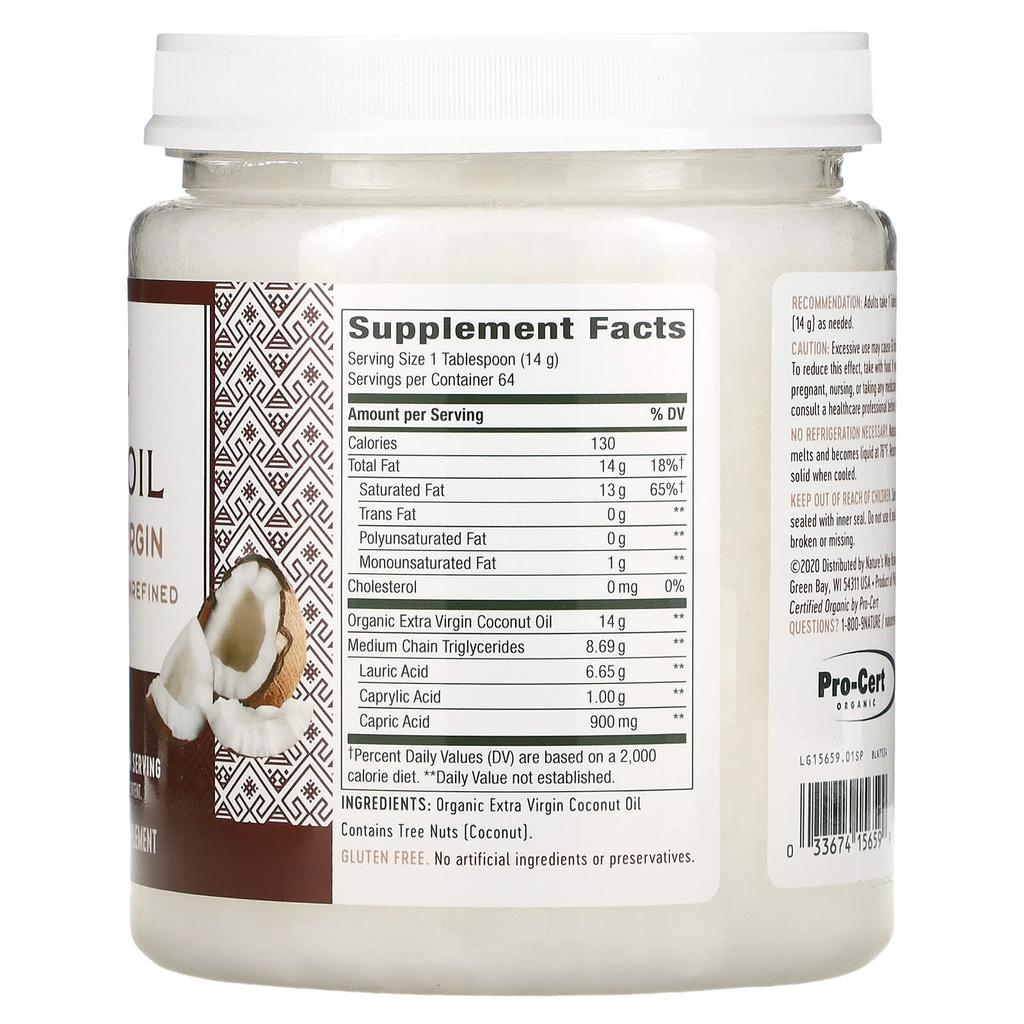 Nature's Way, Organic Coconut Oil, Extra Virgin, 907g (32oz)